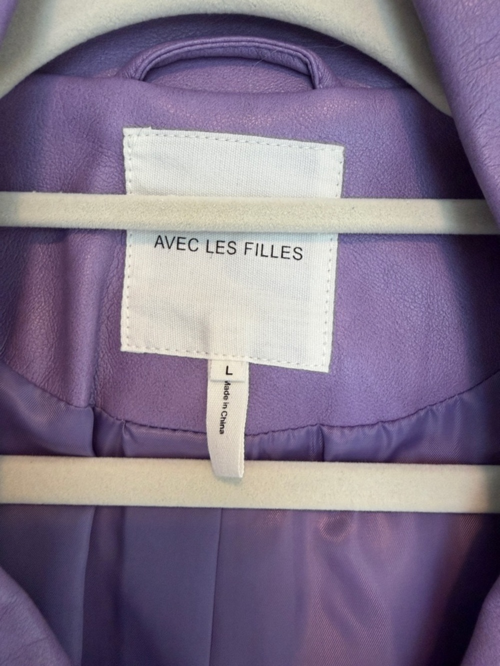 Avec Les Filles Purple Faux Leather Cropped Moto Jacket - Picture 2 of 8